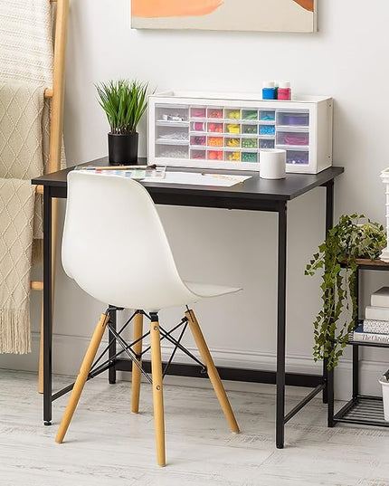 IRIS USA 32 Inch Modern Laptop and Computer Desk Office Table for Home Office, Water and Scratch Resistant Surface Gaming Desk, Easy to Assemble Black Desk - LeafyLoom