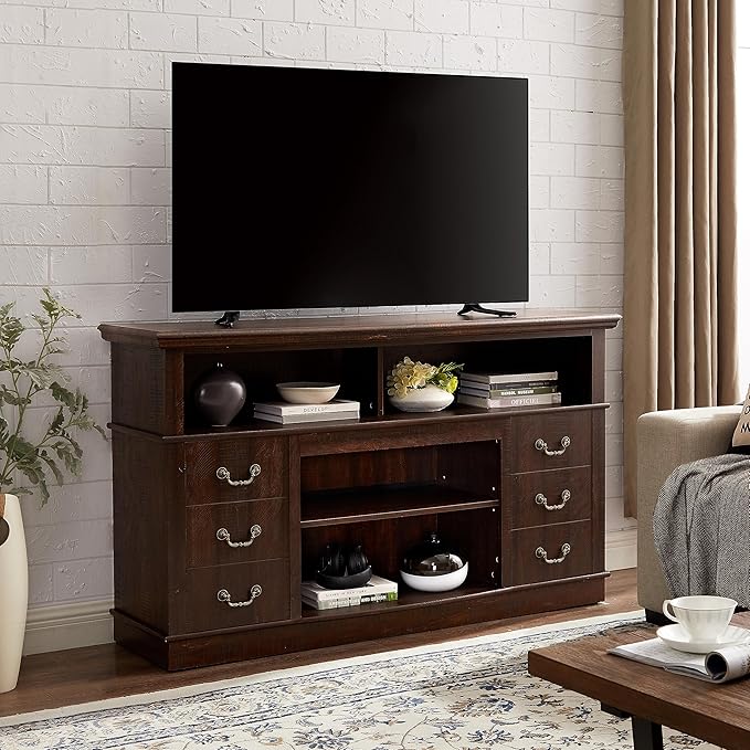 NicBex TV Stand for 65 Inch TV Modern TV Media Console Table with Open and Closed Storage Space,Entertainment Center with Storage for Living Room,60 Inch,Espresso - LeafyLoom