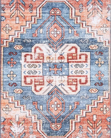 nuLOOM Marli Machine Washable Faded Medallion Ultra Thin Runner Rug, 2' 6" x 8', Rust - LeafyLoom
