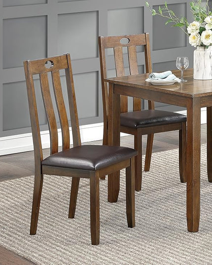NicBex Small Kitchen Table Set for 4 Dining Room Table Set 5pc Dining Set Table and 4 Side Chairs Upholstered Seat for Small Space, Apartment, Transitional Style, Wooden, Brown - LeafyLoom