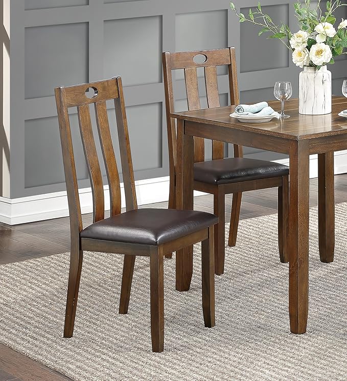 NicBex Small Kitchen Table Set for 4 Dining Room Table Set 5pc Dining Set Table and 4 Side Chairs Upholstered Seat for Small Space, Apartment, Transitional Style, Wooden, Brown - LeafyLoom