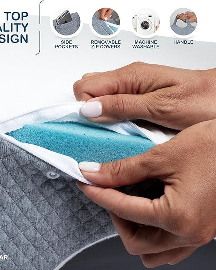 Bed Wedge Pillow 7.5 inch | Memory Foam Wedge Pillow for Sleeping | Triangle Pillow Wedge | Acid Reflux Pillow | Post-Surgery Support Cushion | Back, Head, Knee, Elbow Support | Pregnancy Pillow - LeafyLoom