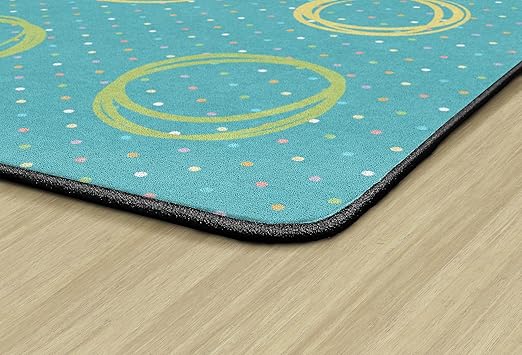 Flagship Carpets Smiley Circle Sampler Abstract Educational Area Rug for Kids Room Seating Décor, Children's Classroom, Play Carpet for Teaching and Playroom, Seats 30, 10'6"x13'2", Blue & Multi - LeafyLoom