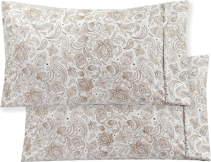Elegant Comfort Softest and Coziest 6-Piece Sheet Set - 1500 Premium Hotel Quality Microfiber - Deep Pocket, Wrinkle Resistant 6-Piece Paisley Pattern Bed Sheet Set, California King, Paisley Taupe - LeafyLoom