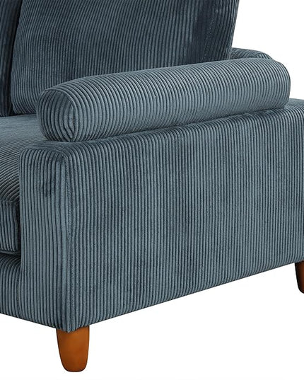 163.8" Large L Shaped Modular Sectional Sofa with Ottoman, 6-Seater Upholstered Combination Corner Couch for Living Room Office Spacious Space Furniture Sets, Blue, 163.8 Inch - LeafyLoom