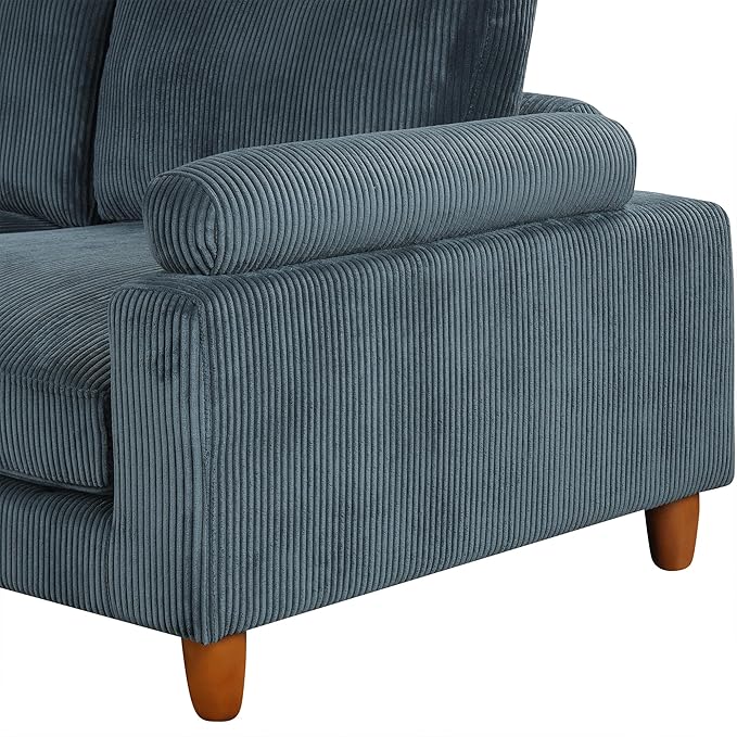163.8" Large L Shaped Modular Sectional Sofa with Ottoman, 6-Seater Upholstered Combination Corner Couch for Living Room Office Spacious Space Furniture Sets, Blue, 163.8 Inch - LeafyLoom