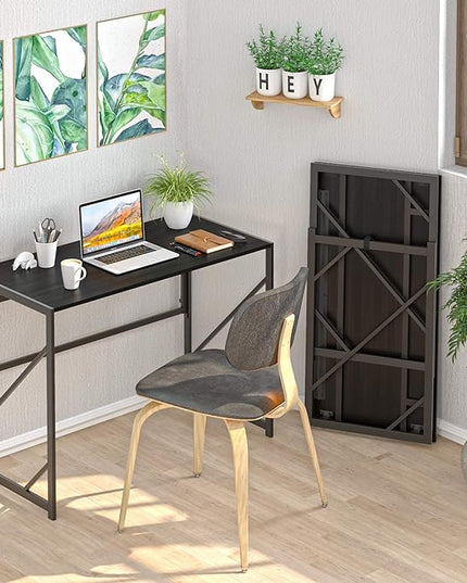Elephance Folding Desk Writing Computer Desk for Home Office, No-Assembly Study Office Desk Foldable Table for Small Spaces - LeafyLoom