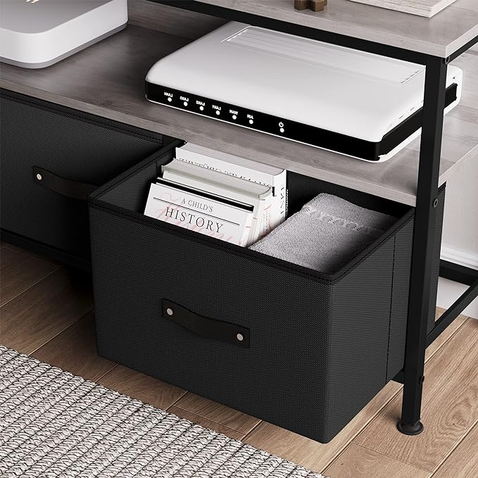 IDEALHOUSE Dresser TV Stand 50 Inch Entertainment Center with Storage TV Stand for Bedroom Small TV Stand Dresser with Drawers and Shelves, TV & Media Console Table Furniture for Living Room, Black - LeafyLoom