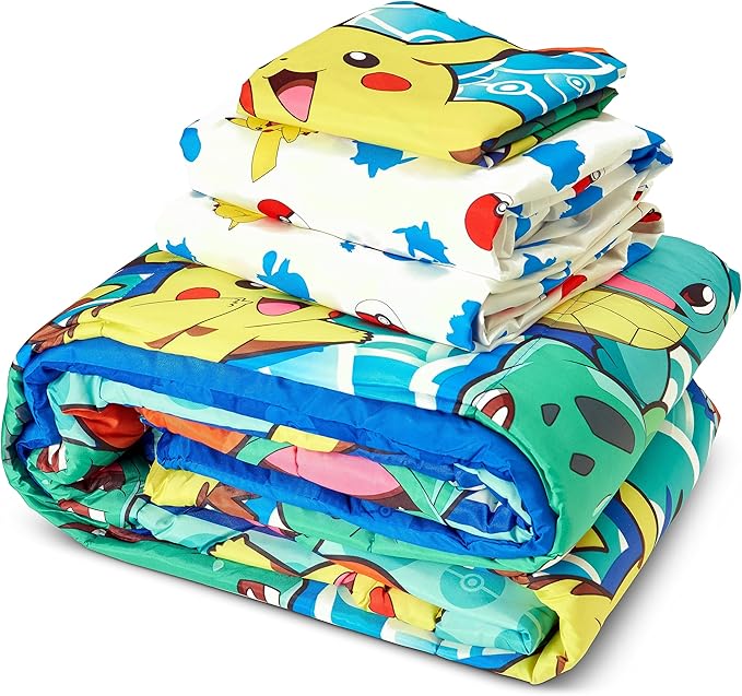 Northwest Pokemon Bed in a Bag Set, Twin, First Starters - LeafyLoom