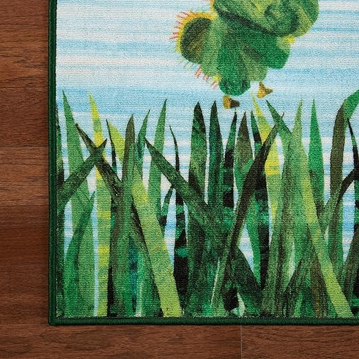 Eric Carle Home Dynamix The Very Hungry Caterpillar Elementary Sun Scene Kids Machine Washable Area Rug, Blue/Green, 35"x51" - LeafyLoom