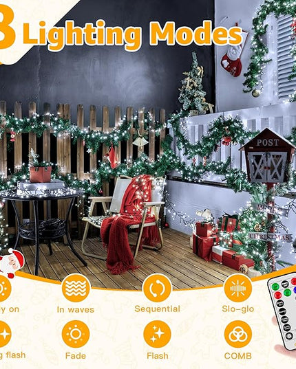 Ollny Cluster Lights for Christmas Tree, 400LED 20ft Cool White Christmas Lights Outdoor 8 Modes Timer Remote, Waterproof String Lights for Indoor Outside Garland Xmas Decorations Ollny
