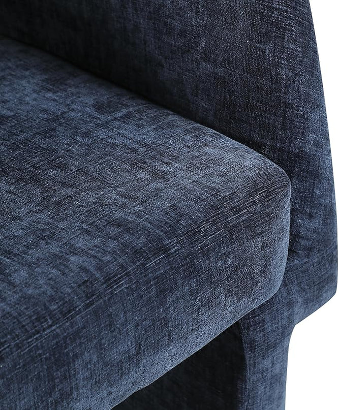 Meridian Furniture Emmet Collection Modern | Contemporary Dining Accent Chair with Rich Fabric, Steel Inner Frame, 26" W x 23.5" D x 30" H, Navy - LeafyLoom
