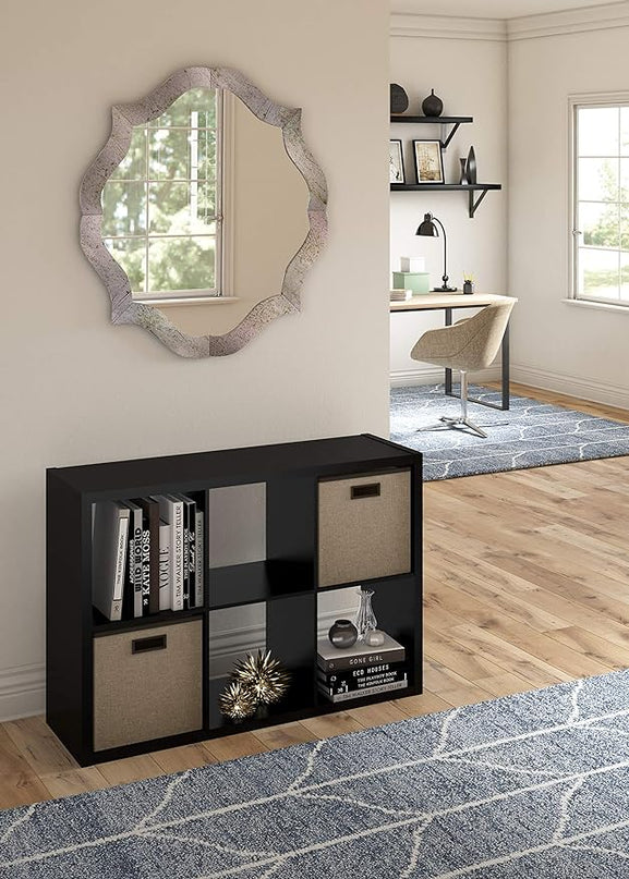 ClosetMaid 6 Cube Storage Shelf Organizer Bookshelf with Open Back, Vertical or Horizontal, Easy Assembly, Wood, Black Finish - LeafyLoom