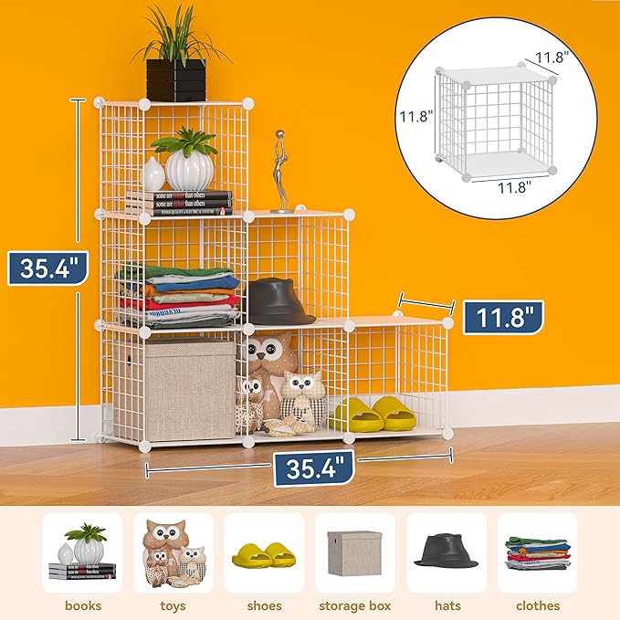 TUMUCUTE Closet Organizer,6-Cube Closet Organizers and Storage,Closet Cabinet Metal Shelf Rack Storage Shelves Bookshelf,Toy Organizers and Storage Bins - LeafyLoom