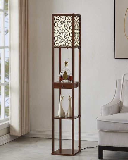 Artiva USA Etagere Shelf Floor lamp with Drawer - LeafyLoom