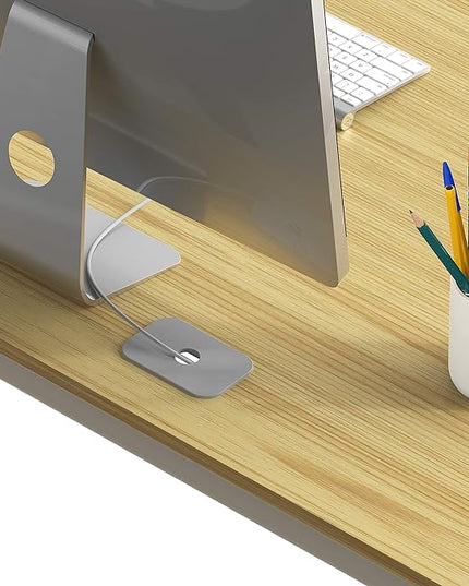 SHW Home Office 55"x60" Large L Shaped Corner Desk, Oak - LeafyLoom