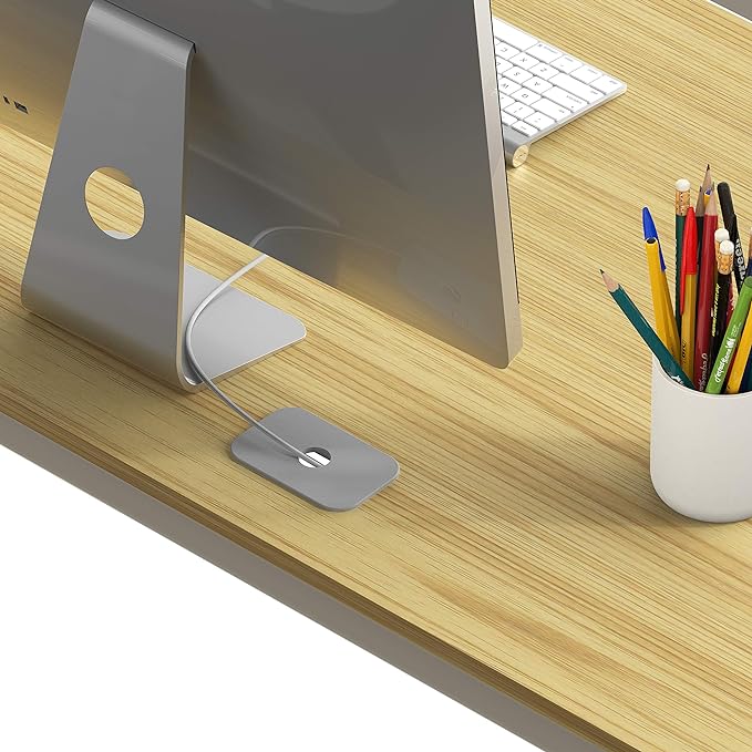 SHW Home Office 55"x60" Large L Shaped Corner Desk, Oak - LeafyLoom