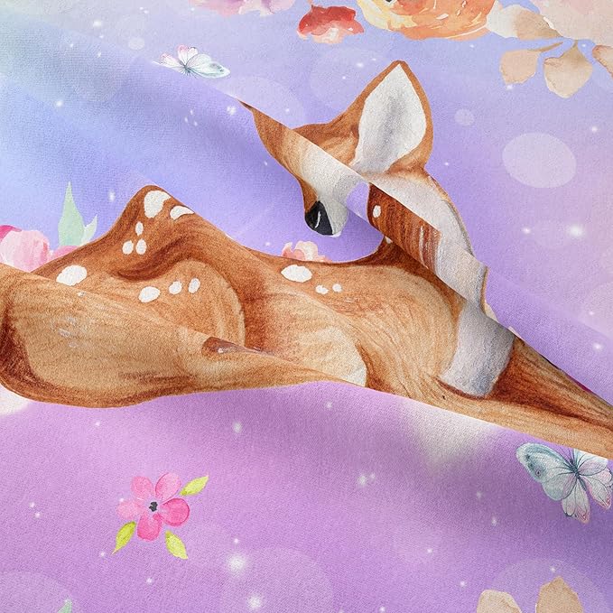 NINENINE Deer Bedding Kawaii Deer Comforter Sets for Girls Kids,Cute Deer Bedding Queen Size Comforter sets for Girls,Watercolor Wildlife Bedding Set with 1 Comforter 2 Pillowcases… - LeafyLoom