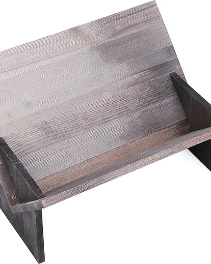 MyGift Rustic Barnwood Gray Desktop Bookcase with Tilted Design, Decorative Storage Organizer Display Bookshelf - LeafyLoom