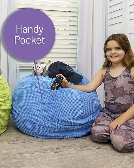 EMMandSOPHIE Kids Bean Bag Chair - Bean Bag Chair Kids- Toddler Bean Bag Chair- Bean Bag Stuffed Animal Storage -Bean Bag Chairs for Kids -Stuffed Animal Bean Bag Storage - Kid Bean Bag Chair - LeafyLoom