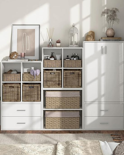 Apexa 2-Tier Cube Storage Organizer Shelves, Stackable Wood Bookcase Fits Cubby Bins for Organization, Dorm Teen Room Decor & Home Office, White - LeafyLoom