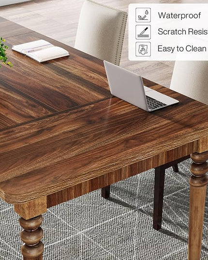 Executive Desk, 62-Inch Large Computer Office Desk with Solid Wood Legs, Modern Simple Laptop Desk Study Writing Table Business Furniture for Home Office - LeafyLoom