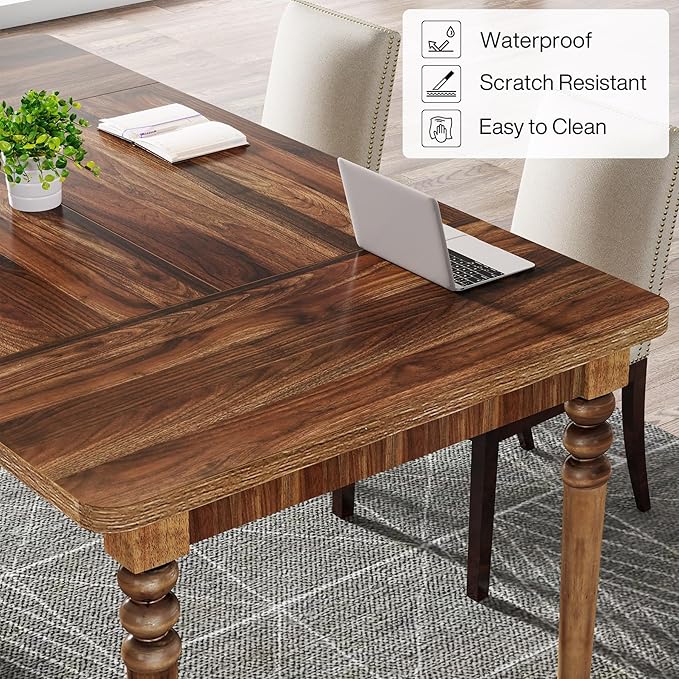 Executive Desk, 62-Inch Large Computer Office Desk with Solid Wood Legs, Modern Simple Laptop Desk Study Writing Table Business Furniture for Home Office - LeafyLoom