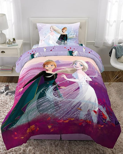 Disney Frozen 2 Kids Bedding Super Soft Comforter And Sheet Set, 4 Piece Twin Size, "Official" Disney Product By Franco - LeafyLoom