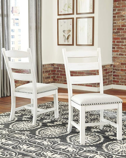 Signature Design by Ashley Valebeck Vintage Farmhouse Cushioned Dining Chair, 2 Count, Whitewash - LeafyLoom