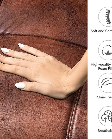 Memory Foam Faux Leather Futon Sofa Bed Couch,Convertible Futon Sofa Couch,Loveseat Sleeper Sofa Bed,Small Splitback Modern Sofa Bed for Living Room,Office,Apartment,Brown - LeafyLoom
