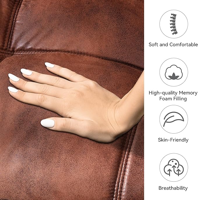 Memory Foam Faux Leather Futon Sofa Bed Couch,Convertible Futon Sofa Couch,Loveseat Sleeper Sofa Bed,Small Splitback Modern Sofa Bed for Living Room,Office,Apartment,Brown - LeafyLoom
