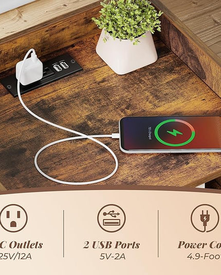 SUPERJARE File Cabinet with Charging Station - LeafyLoom