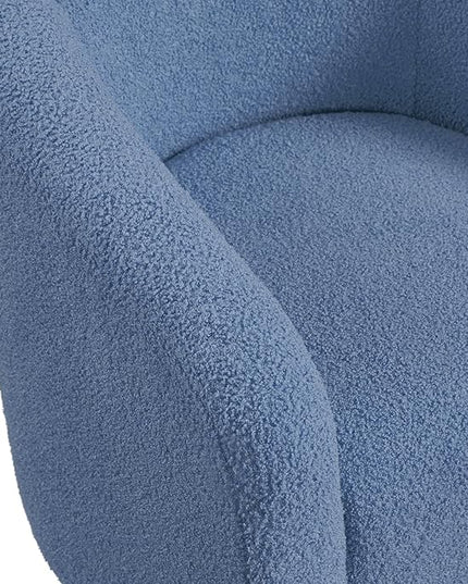 Yaheetech Accent Barrel Chair, Boucle Fabric Club Chair, Furry Sherpa Elegant Armchair with Cozy Soft Padded, Suitable for Living Room Bedroom Reception Room Office, Blue - LeafyLoom