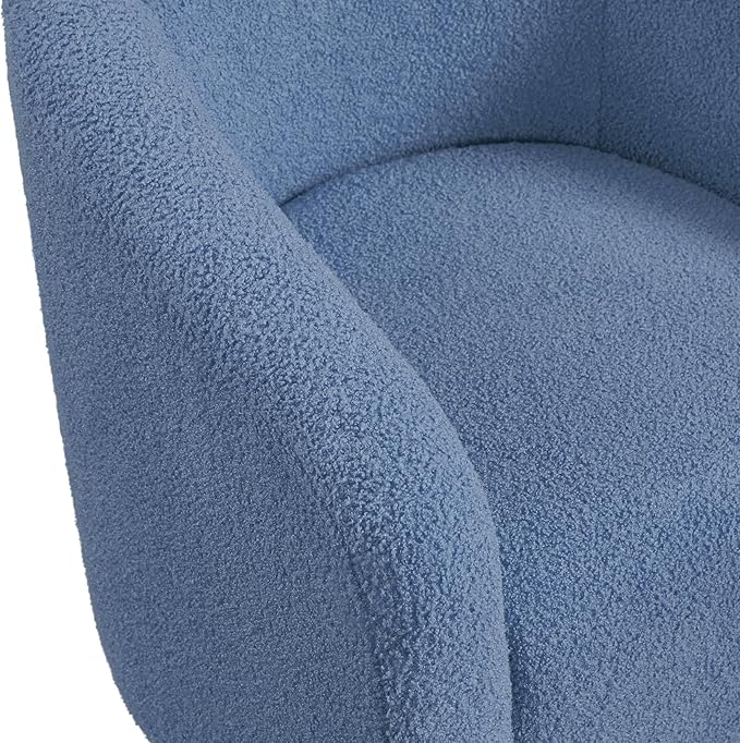Yaheetech Accent Barrel Chair, Boucle Fabric Club Chair, Furry Sherpa Elegant Armchair with Cozy Soft Padded, Suitable for Living Room Bedroom Reception Room Office, Blue - LeafyLoom