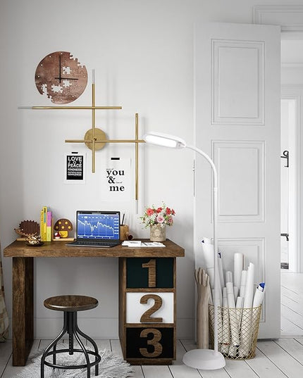 Newhouse Lighting NHFL-AP-WH Apollo LED Floor Lamp Energy-Efficient Natural Reading Artists Crafts Adjustable Gooseneck Task Light, White - LeafyLoom