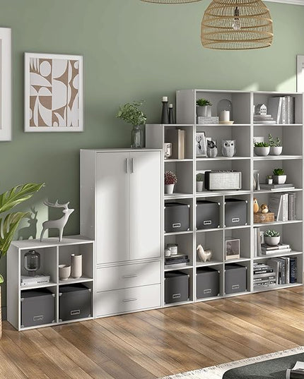 Apexa 6 Cube Storage Organizer Shelves, Stackable Wood Bookcase Fits Cubby Bins for Organization, Dorm Teen Room Decor & Home Office, White - LeafyLoom