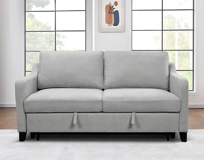 68.5" Oversized Loveseat Sofa Bed W/Pull Out Sleeper Couch and 2 Pillows,3 in 1 Reclining Backrest Queen Size Love Seat Convertible Spacious Sofabed for Home Apartment Office Living Room - LeafyLoom