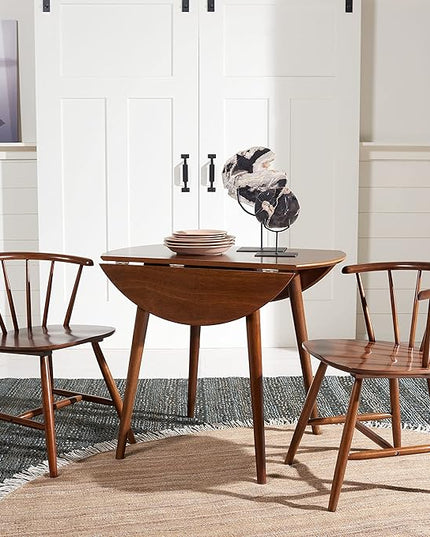 Safavieh Home Collection Lovell Walnut Folding Drop Leaf Round Dining Room Table DTB1401A, 0 - LeafyLoom