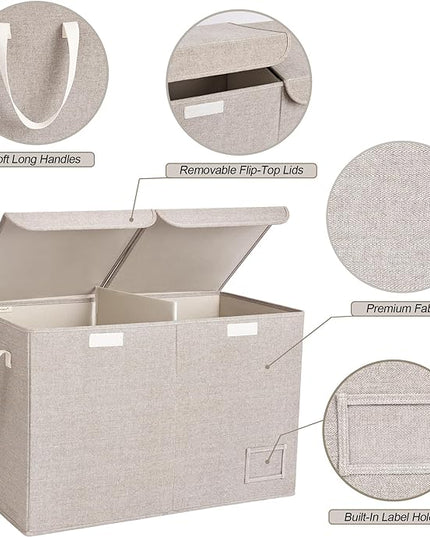 StorageWorks Toy Storage Organizer with Flip-Top Lids, Toy Bins for Living Room, Nursery Room, Playroom, Large Toy Chest for Kids, Brown and Beige, 24 ¾"L x 13" W x 16" H - LeafyLoom
