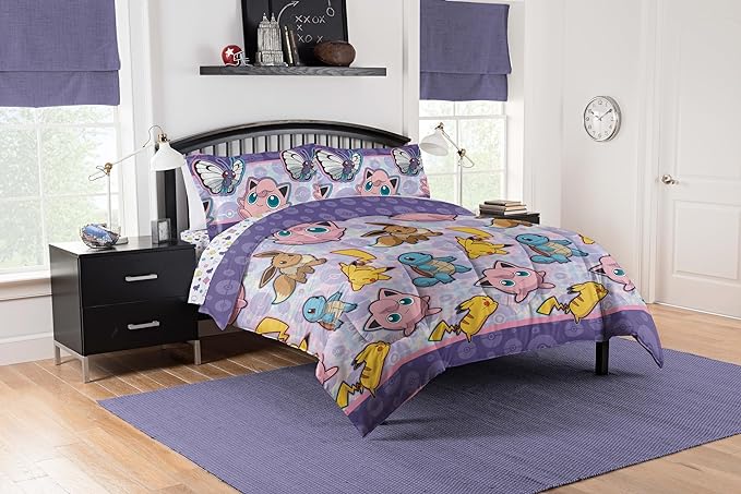 Northwest Pokemon Bed in a Bag Set, Full, Friendly Battle - LeafyLoom