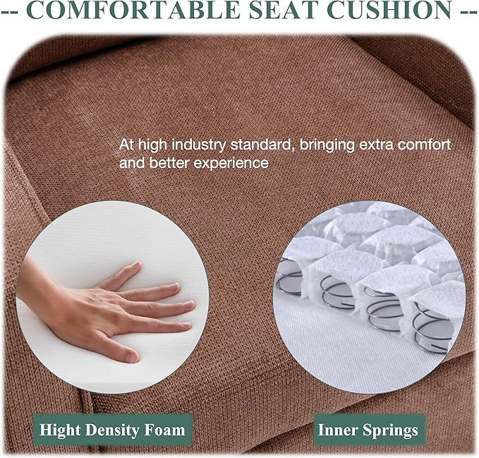 COLAMY 360° Swivel Accent Chair Set of 2, Upholstered Fabric Leisure Armchair with Lumbar Pillow for Living Room Bedroom Home Office, Brown - LeafyLoom