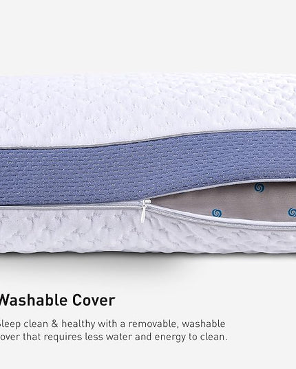 Bedgear Balance Cuddle Curve Performance Pillow - Size 1.0 - Moisture-Wicking Pillow for Side Sleepers - Medium Firmness Bed Pillow- Hypoallergenic, Washable Removable Cover - 20" W x 26" L x 5.25" H - LeafyLoom