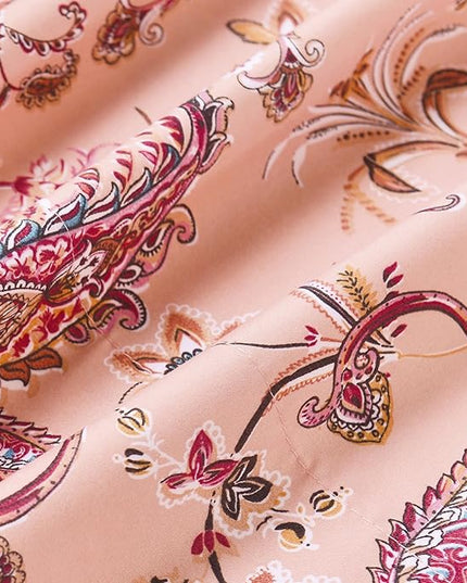 Elegant Comfort Softest and Coziest 6-Piece Sheet Set - 1500 Premium Hotel Quality Microfiber - Deep Pocket, Wrinkle Resistant 6-Piece Paisley Pattern Bed Sheet Set, Full, Paisley Coral - LeafyLoom