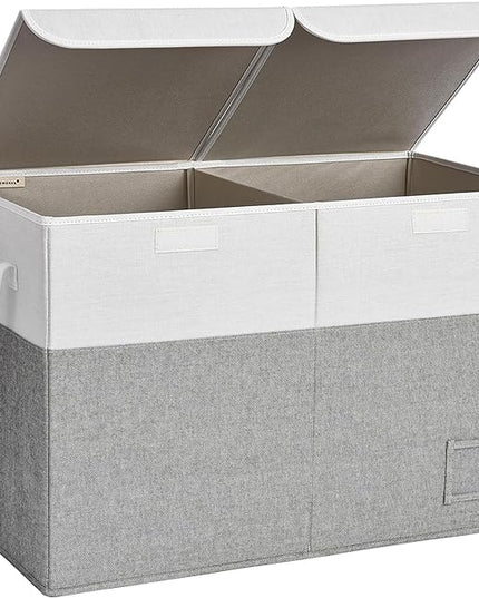 StorageWorks Toy Storage Organizer with Flip-Top Lids, Toy Bins for Living Room, Nursery Room, Playroom, Large Toy Chest for Kids, Grey and White, 24 ¾"L x 13" W x 16" H - LeafyLoom