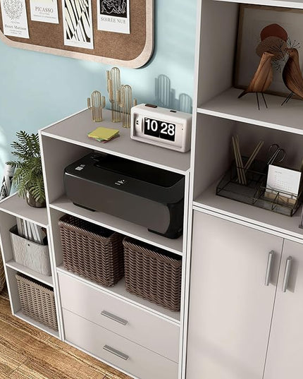 Apexa 2-Tier Cube Storage Organizer Shelves, Stackable Wood Bookcase Fits Cubby Bins for Organization, Dorm Teen Room Decor & Home Office, Greige - LeafyLoom
