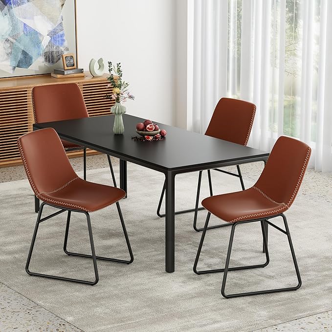 Dining Chairs Set of 4, Kitchen & Dining Room Chairs Dining Chairs Midcentury Modern Chair, Mid Century Faux Leather Dining Chair Comfortable,Dining Chair for Home - LeafyLoom