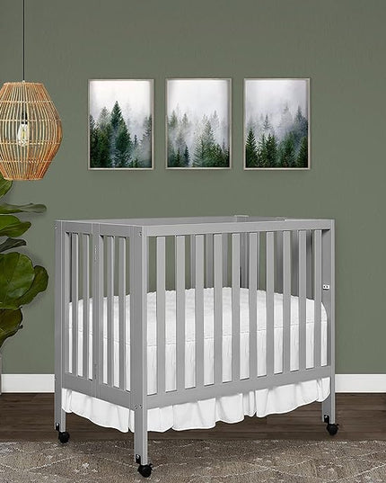 Jett Non-Full Size Folding Convertible Crib, Lightweight Portable Crib, Three Adjustable Mattress Height Settings, Easy to Fold Travel Crib, 1.5” Mattress Pad Included - LeafyLoom