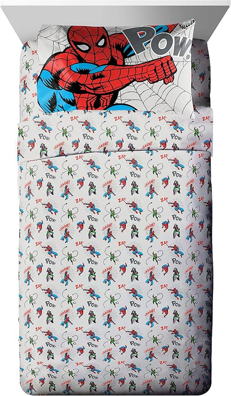 Marvel Spiderman Spidey VS 5 Piece Twin Size Bed Set - includes Comforter & Sheet Set Bedding - Super Soft Fade Resistant Microfiber (Official Product) - LeafyLoom