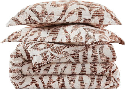 Southshore Fine Living, Inc. Oversized Twin Comforter Bedding Set, Down Alternative Comforter Bedspread, Abstract Print Comforter, Twin or Twin XL Comforter with Matching Sham, Rust Khari - LeafyLoom