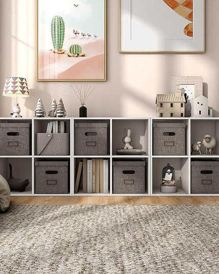 Apexa 4 Cube Storage Organizer Shelves, Stackable Wood Bookcase Fits Cubby Bins for Organization, Dorm Teen Room Decor & Home Office, Greige - LeafyLoom